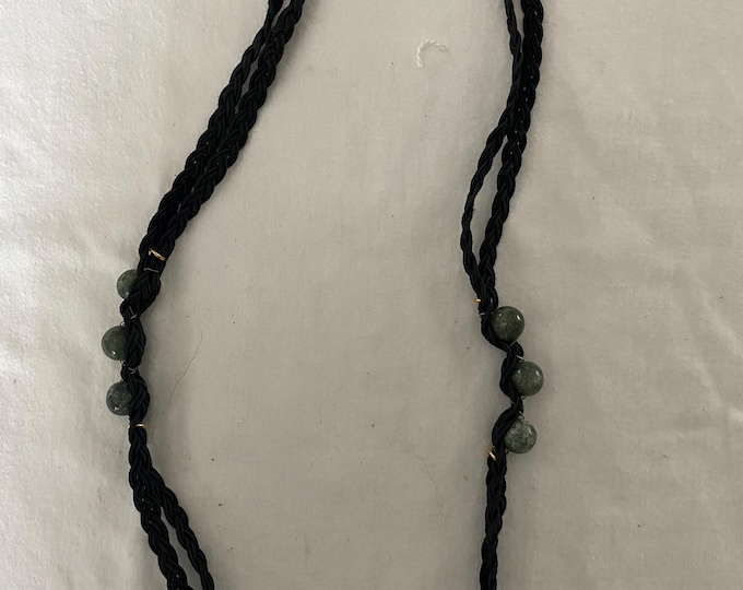 Vintage HOBE Signed Black & Jade Necklace Twist Jewelry Unique Gifts at Lover Antiques and Vintage