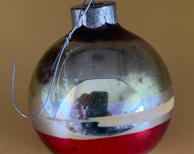 Vintage Shiny Brite Striped Ball Ornament Circle Circa 1940’s Lover Antiques and Vintage