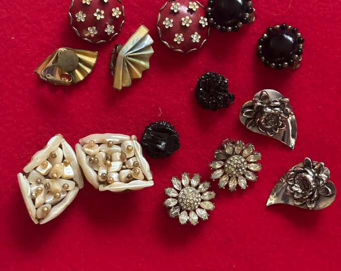 Vintage Collection of Earrings Variety Bulk Jewelry Clip On Earrings Lover Antiques and Vintage