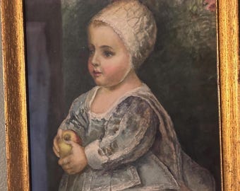 Vintage Baby Stuart Van Dyck Picture with Gold Beautiful Frame Lover Antiques and Vintage