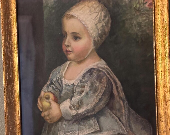Vintage Baby Stuart Van Dyck Picture with Gold Beautiful Frame Lover Antiques and Vintage