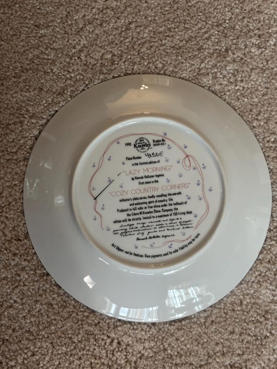 Series Cozy Country Corners Cat Plate, Lazy Morning, Edwin K