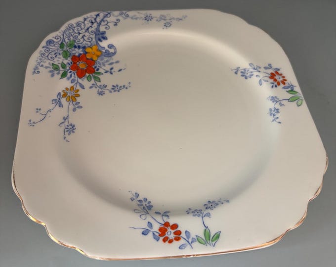 Vintage Heathcote China Square Plate Made in England Lover Antiques and Vintage