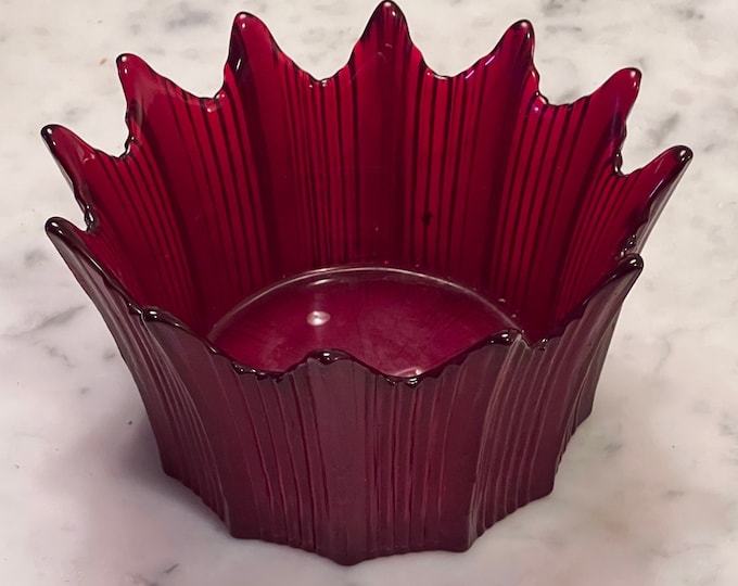 Fostoria Heirloom Red Ruby Glass Handkerchief Bowl Mid Century Modern