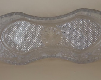 Antique Duncan Miller Glass Sandwich Pickle Celery Dish with Dual Bowl Lover Antiques and Vintage