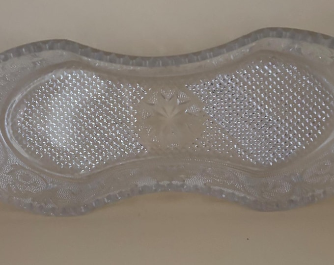 Antique Duncan Miller Glass Sandwich Pickle Celery Dish with Dual Bowl Lover Antiques and Vintage