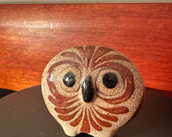 Vintage Tonala Mexican Pottery Owl, signed CAT, Ken Edwards Pottery, Owl Art, Mid-Century Modern Pottery, Bird Lover Antiques and Vintage