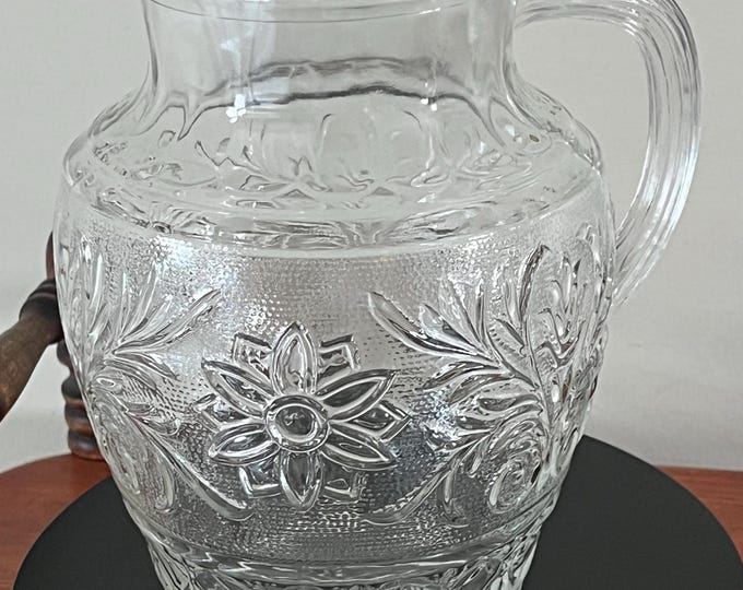 Vintage Anchor Hocking Sandwich Glass Ice Lip Pitcher Pressed Glass Art Lover Antiques and Vintage