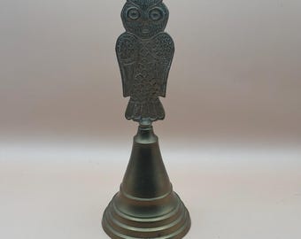 Vintage Brass Owl Bell, Unique Bell, Collectible Owl Figurine, Rustic Home Accent