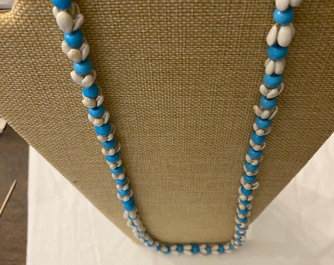 Vintage Blue & White Flower and Bead Necklace Necklace Unique Gifts Galore at Lover Antiques and Vintage