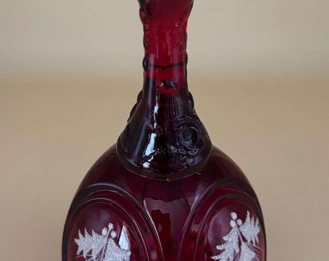 Vintage Fenton Ruby Red Glass Bell Hand Painted by A. Sallee Lover Antiques and Vintage