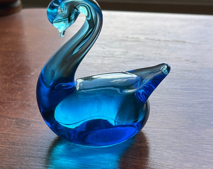 Vintage Titan Art Glass Blue Swan hand blown glass Fayetteville Arkansas