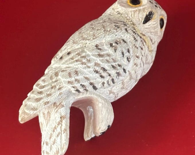 Vintage Snowy Owl Ceramic Figurine Land & Sea Collectible Glass Eyes Lover Antiques and Vintage