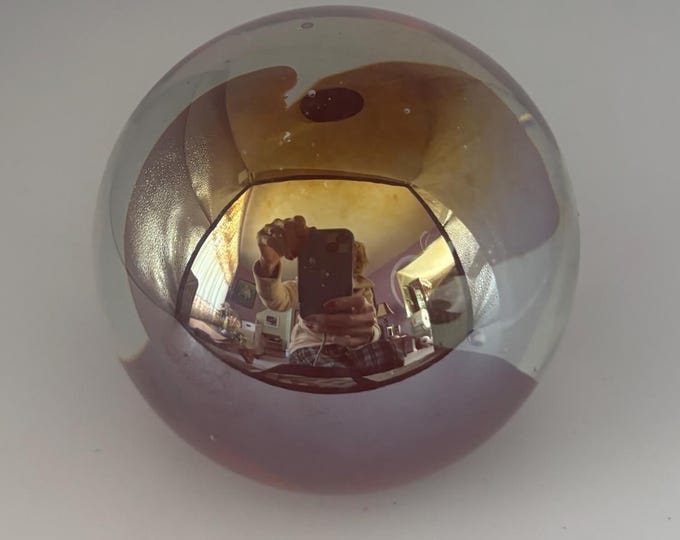 Vintage Barbini Murano Style Bubble Glass Paperweight 1970s Italian Art Glass Purple Blue