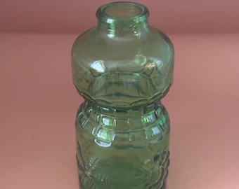 Wheaton Style Emerald Green Glass Cinched Middle Bottle, Bitters Bottle