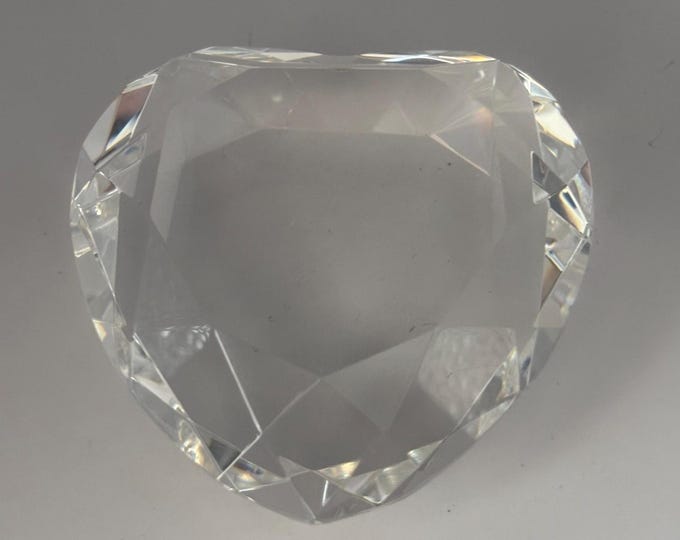 Rosenthal Crystal Heart Glass Paperweight Vintage Clear Faceted Heart Decorative