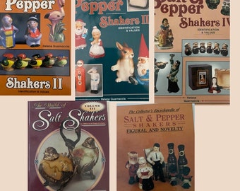 Variety of Salt & Pepper Shaker Identification and Value Guide Books, Lover Antiques and Vintage