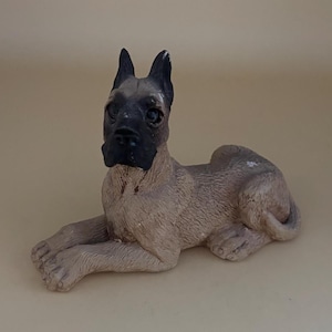Vintage Great Dane Brown Dog Hand Painted Figurine Animal Figure Lover Antiques and Vintage
