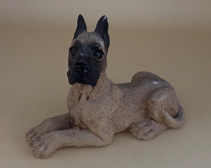 Vintage Great Dane Brown Dog Hand Painted Figurine Animal Figure Lover Antiques and Vintage