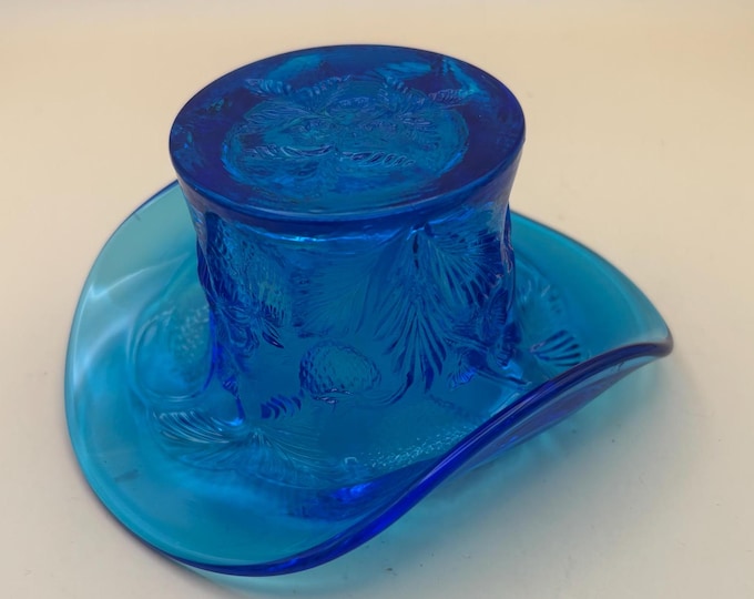 Vintage Fenton Blue Glass Hat Votive Holder Blue Glass Art Lover Antiques and Vintage