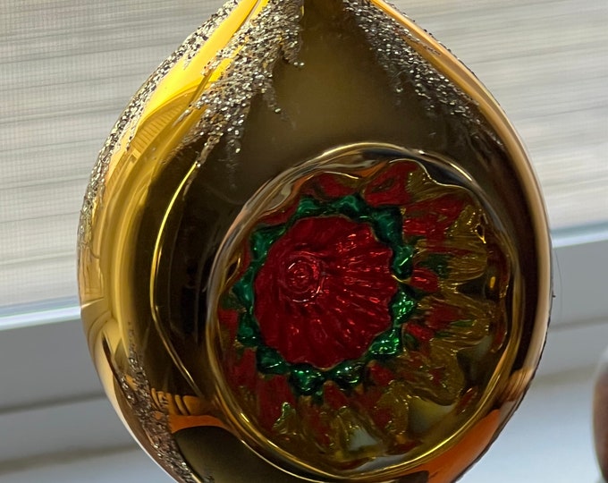 Vintage Germany Glass Ornament glass art Diorama Mid Century Modern ornaments Christmas Holiday Yellow