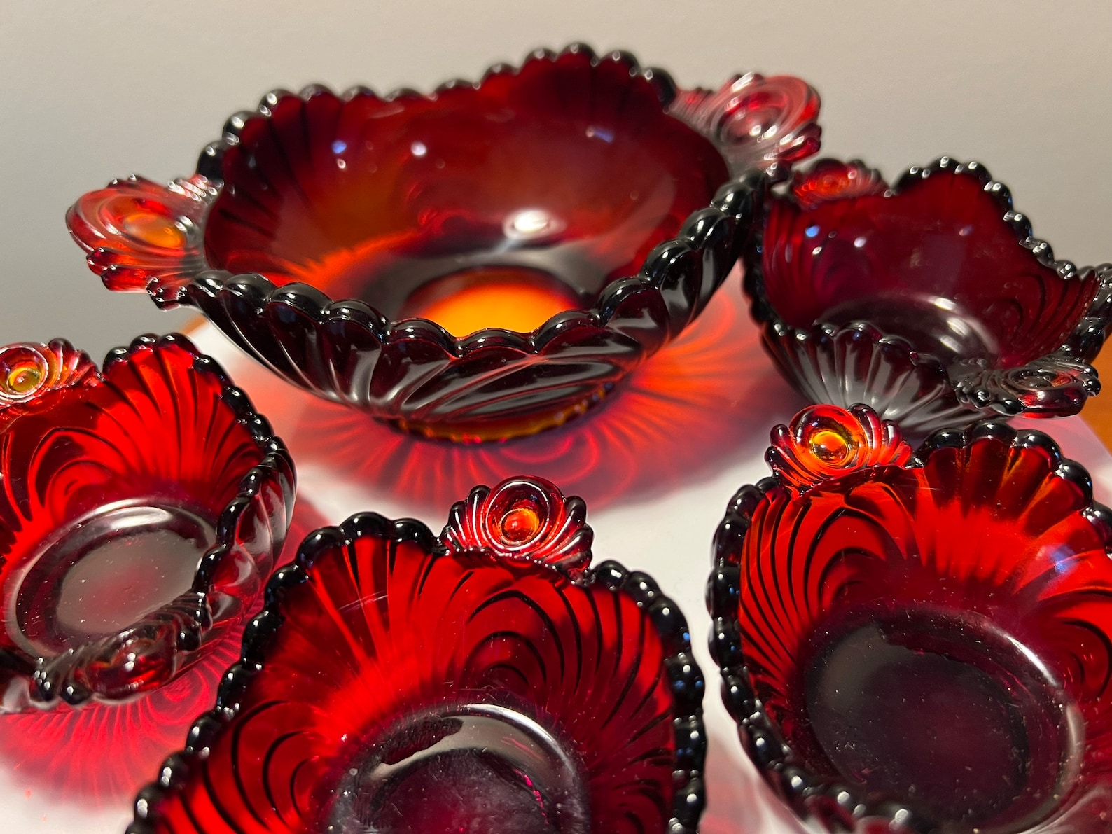 Vintage Red Amberina Glass Art Bowls Summit Art Small Glass Etsy