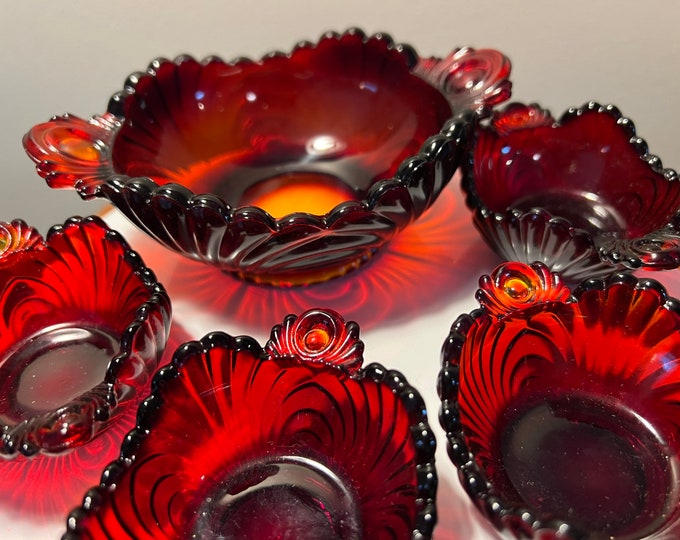 Vintage Red Amberina Glass Art Bowls Summit Art Small Glass Collection Lover Antiques & Vintage