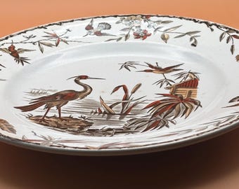 Antique Ridgeway Pottery INDUS Hand Painted Platter Flowers Large Dinner Plate RARE Lover Antiques and Vintage