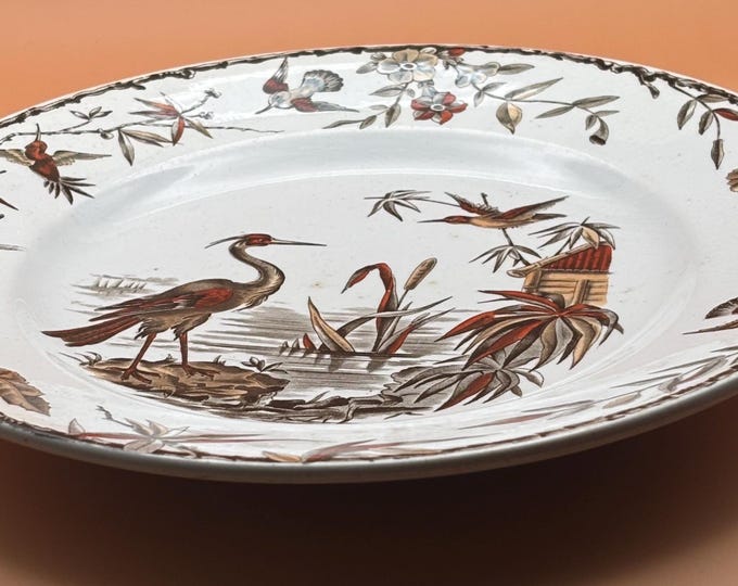 Antique Ridgeway Pottery INDUS Hand Painted Platter Flowers Large Dinner Plate RARE Lover Antiques and Vintage