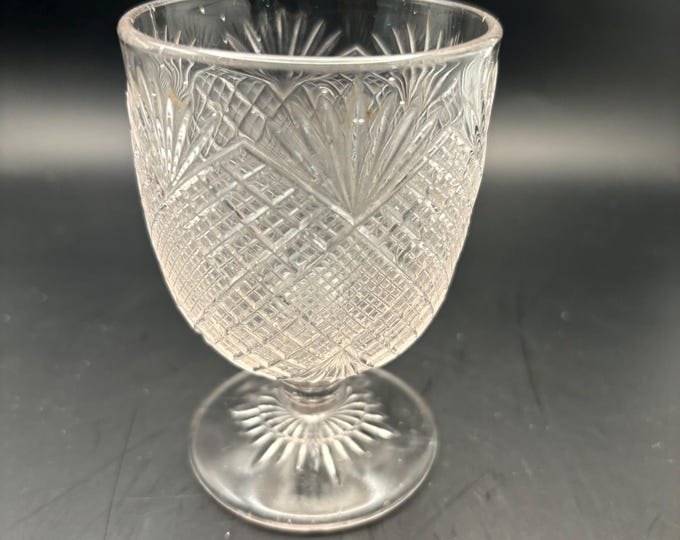 Antique Glass Footed Cup Flattened Diamond and Sunburst Design Pressed Glass Egg Cup 1870’s Lover Antiques and Vintage