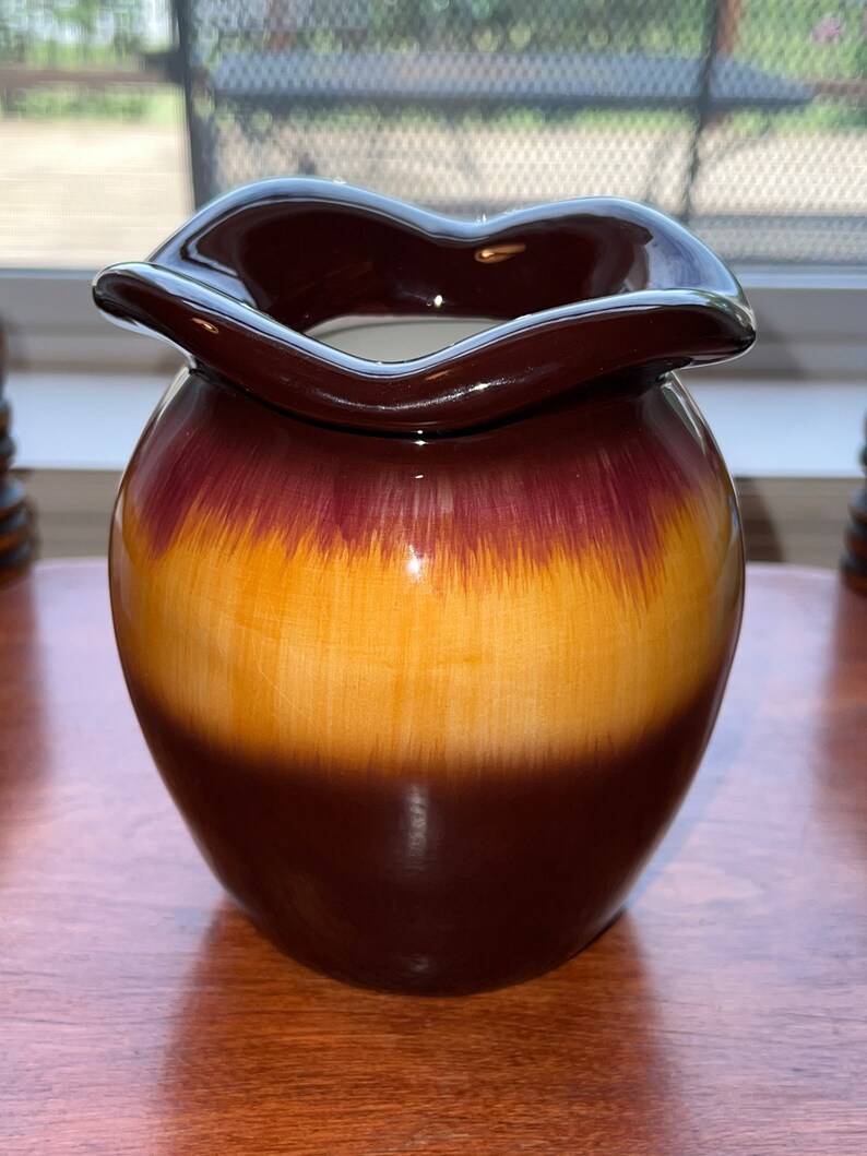 Vintage Teleflora Vase Maroon and Orange Multicolored 6 High Etsy