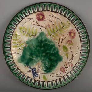 Antique Majolica Reticulated Plate Nature Floral Leaf Pattern Made in Germany Lover Antiques and Vintage