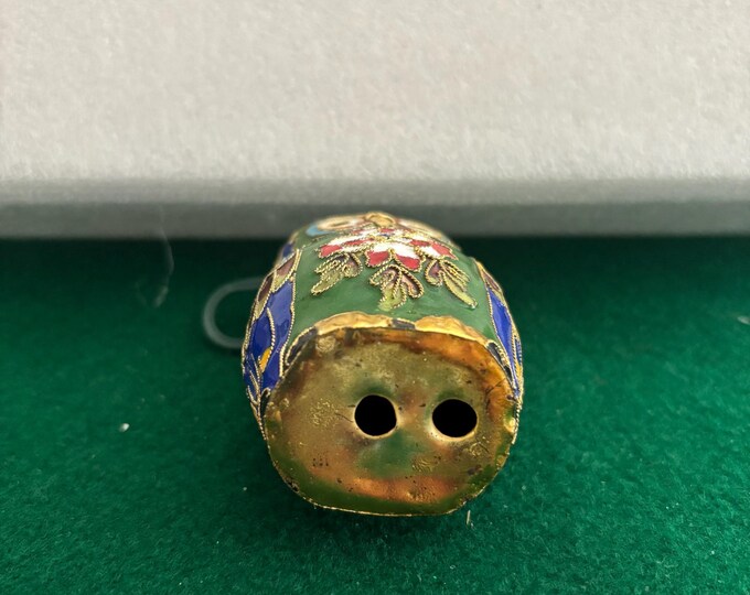 Vintage Red Cloisonné Owl Statue: Enameled Brass Figurine