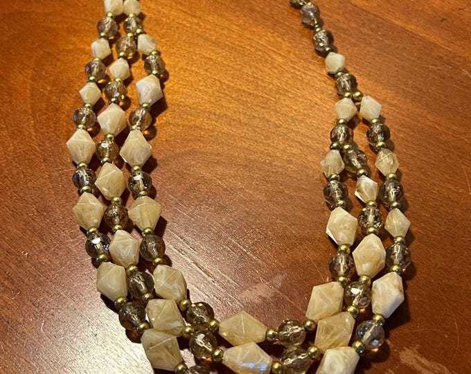 Vintage multi strand beaded necklace with hook clasp estate jewelry Lover Antiques and Vintage