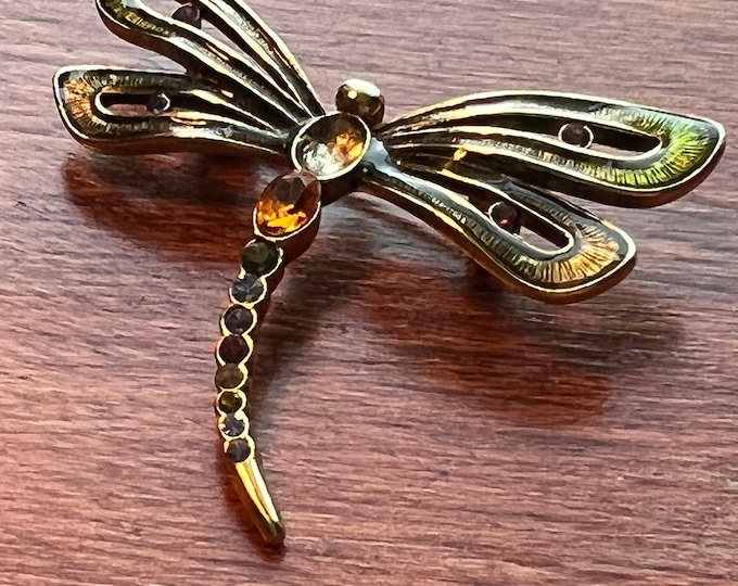 Vintage Monet Dragonfly Pin Colorful Brooch Lover Antiques and Vintage