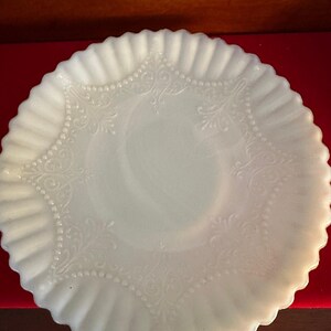 Depression Milk Glass White Monax Petalware Salad Plate, 8” Lace Pattern White Special Glass Plate Lover Antiques and Vintage image 10