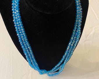 Vintage Blue Multi Strand Apatite Faceted Rondelle Beads Necklace Unique Gift Opportunity Lover Antiques and Vintage
