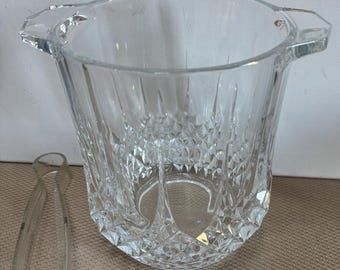 Crystal Ice Bucket with Tongs Included Crystal Cut Glass Art Lover Antiques and Vintage