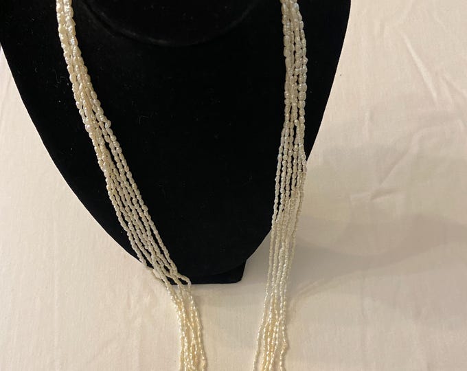 Vintage 6 Strand Off White Beaded Pearl Necklace Unique Gift Opportunity Lover Antiques and Vintage