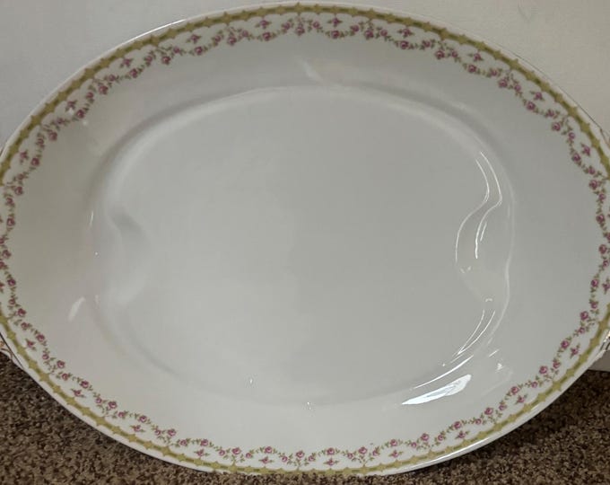 Vintage Large Austrian Floral Platter Plate with Pink Flowers Floral Design Austria Lover Antiques and Vintage