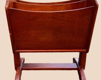 Vintage Maple Wood Magazine Rack Mag Stand Rustic Lake House Furniture