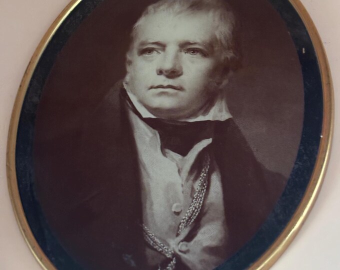 Vintage Oval Portrait of Sir Walter Scott Renowned Scottish Novelist Lover Antiques and Vintage