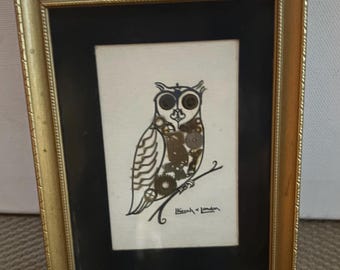 Vintage L Kersh of London Genuine Original Horological Owl Collage Wall Hanging Lover Antiques and Vintage