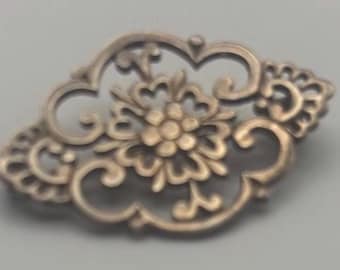 Vintage Sterling Silver Open Work Floral Pin Brooch Lover Antiques and Vintage