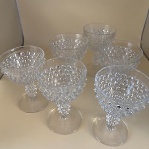 Vintage Duncan & Miller Hobnail Glasses Set of 6 Glass with Pedestal Lover Antiques and Vintage