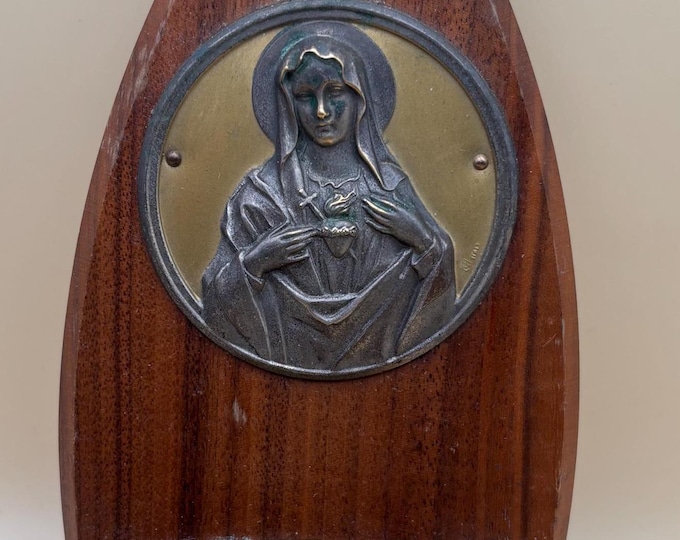 Vintage Wooden Religious Holy Water Font Christian Wall Hanging Lover Antiques and Vintage