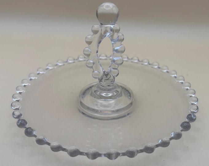 Antique Imperial Beaded Glass Candlewick Lemon Tray Fancy Platter Lover Antiques and Vintage