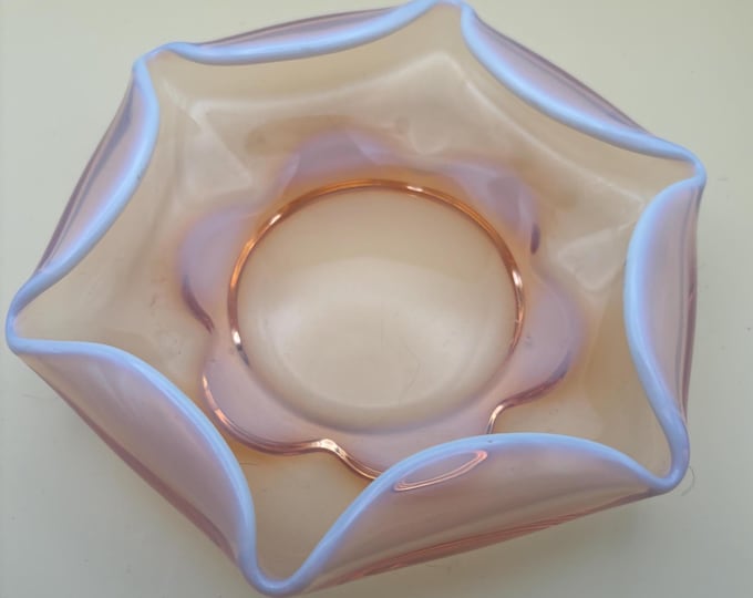 Vintage Fenton Pink Opalescent Vase Cranberry Dish Lover Antiques and Vintage