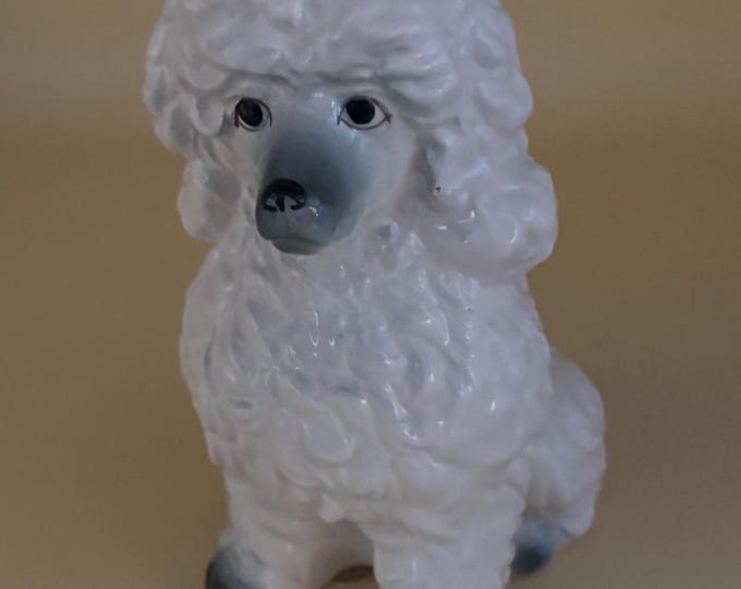 Vintage White Poodle Dog Hand Painted Ceramic Japan Figurine Ardco Fine Quality Animal Figure Lover Antiques and Vintage