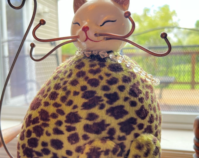 Vintage Cat Jewelry Stand Rack Cast Iron Ornate Necklace, Rings, Jewelry, Bracelets, Kitty Stand, Lover Antiques and Vintage